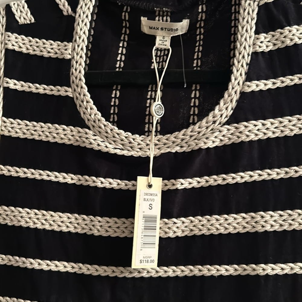 NWT Max Studio Sz S sexy rope beach black/White Sea dress nautical - Picture 2 of 5